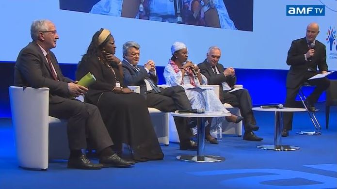 Intervention de Jean-Louis Borloo avec Oumou Sall Seck et Célestine Ketcha Courtès au Congrès des maires
